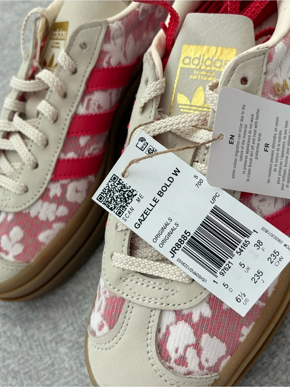 adidas Originals Pink and Cream Floral Athletic Sneakers - Picture 4 of 4